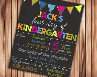 First Day of Kindergarten Sign chalkboard - Printable - Photo Prop Personalized Sign - 8x10