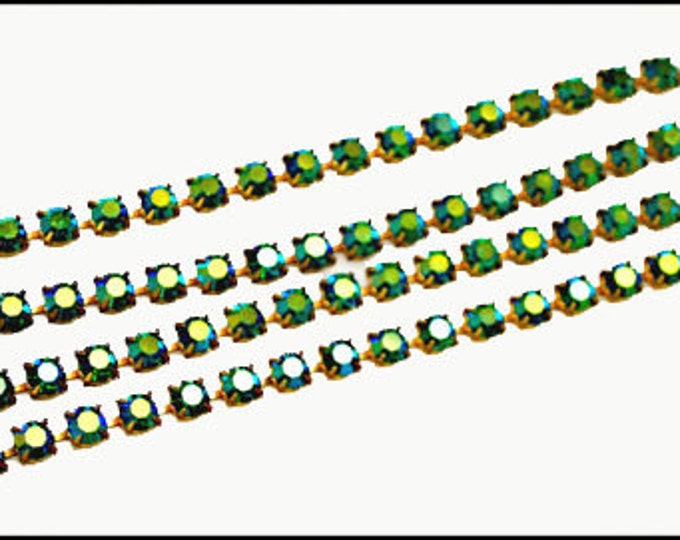 Rhinestone Tennis Bracelet - Aurora Borealis -Wedding Bride - bling link Mid century bangle