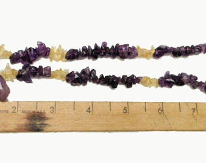 Amethyst Citrine Bead necklace nuggets amethyst and citrine yellow and purple gemstone