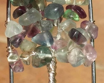 MANIFO Amethyst Tree Of Life Necklace - Wire Wrapped Crystal Pendant, 24 Inch Chain