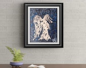 Blue Drip Angel Signed Signature Art Print By Rafi Perez