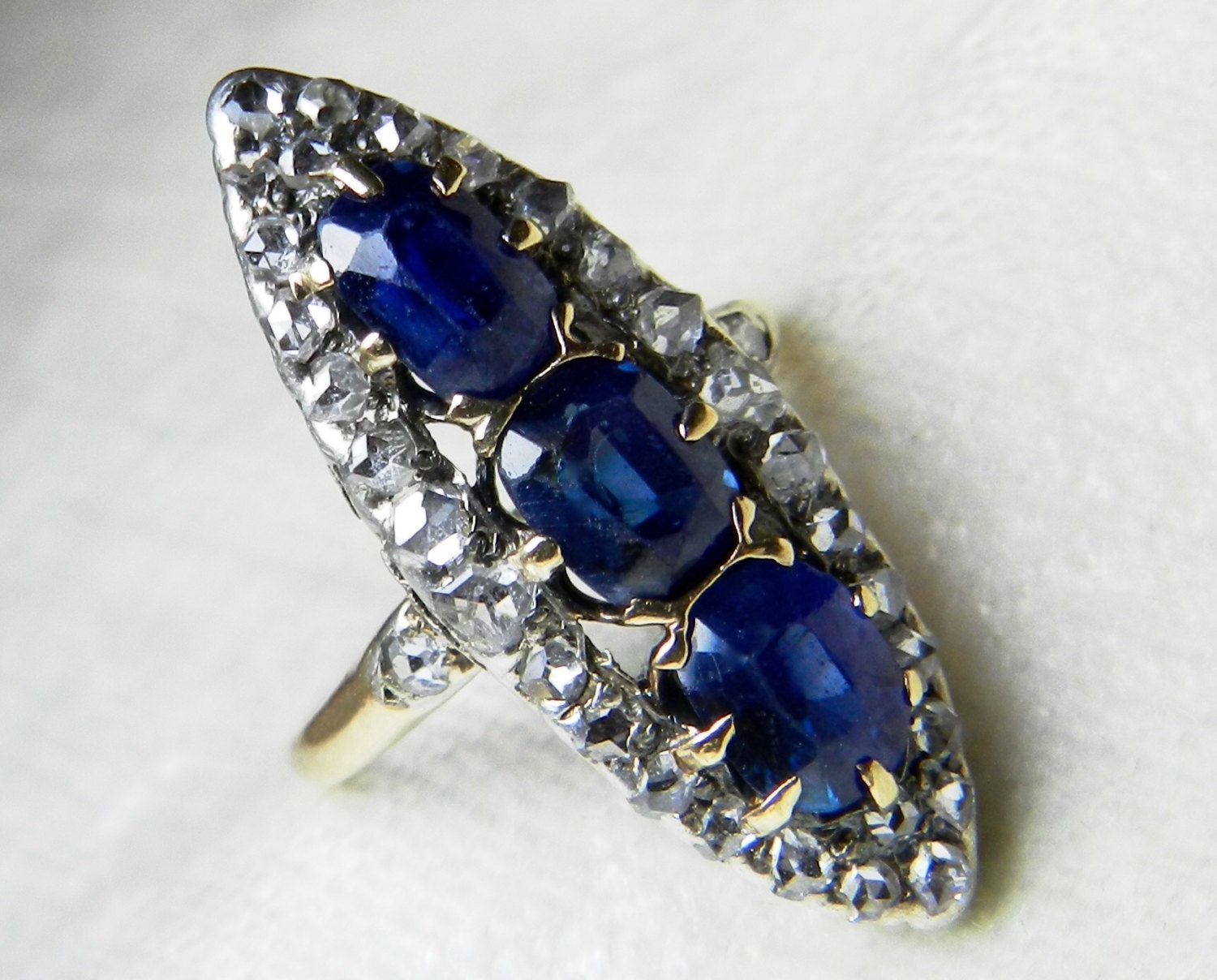 Engagement Ring Antique Cushion Cut Raw 2.5 ct Sapphire Rose