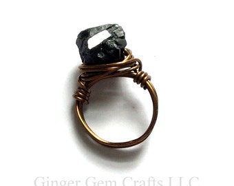 Tourmaline ring, tourmaline, black tourmaline, handmade ring, tourmaline jewelry, wire wrapped ring, statement ring, boho ring, ring