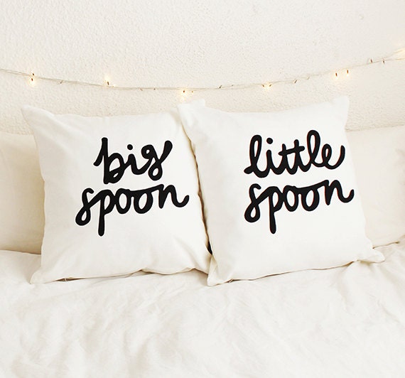 His and Hers Pillow Covers Big Spoon and Little Spoon Couple