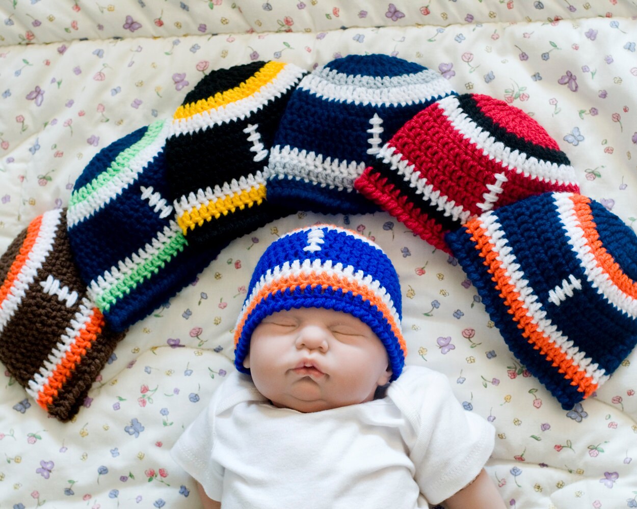 BABY FOOTBALL HAT Boys Crochet Beanie Baby Knit Football