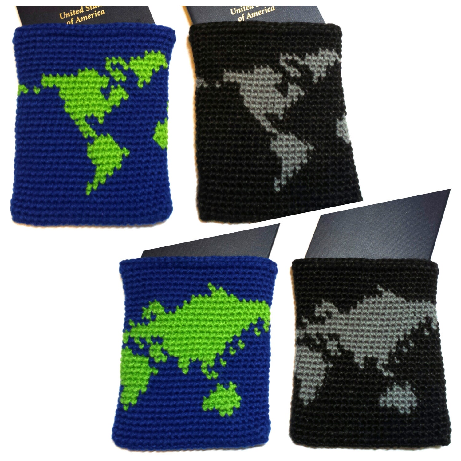 read crochet pattern how to grid a zonal Map PATTERN Crochet Pouch Passport Cover World by DOWNLOAD