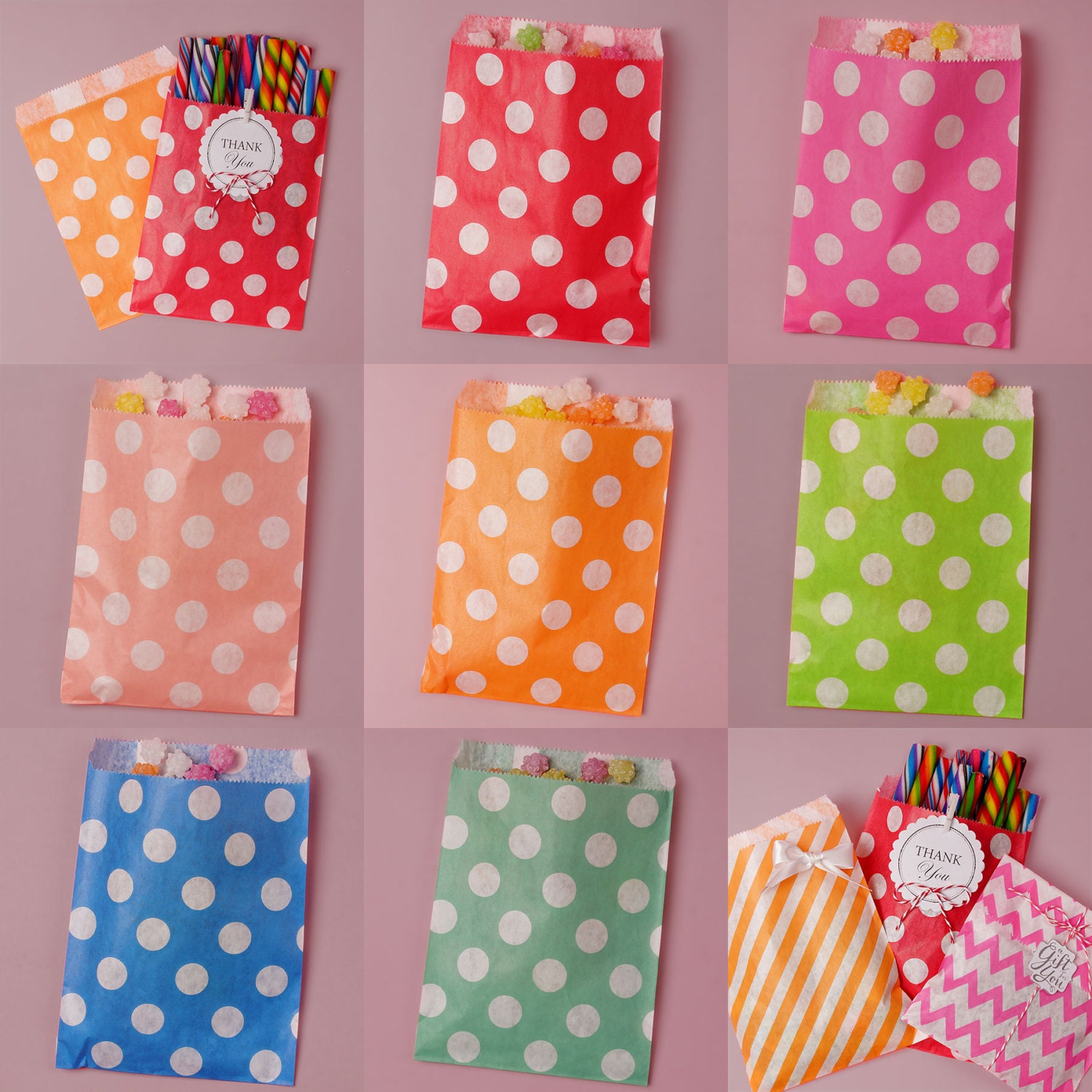 Large Polka Dot Paper Candy Bags Party Favors Candy Bar Buffet