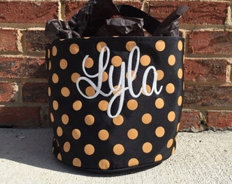 Embroidered Halloween Bag, Monogrammed Halloween Bucket, Personalized Halloween Treat Bag