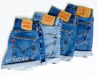 Levis High Waisted Cuffed Denim Shorts Rolled Up Denim Shorts Plain Jean Shorts