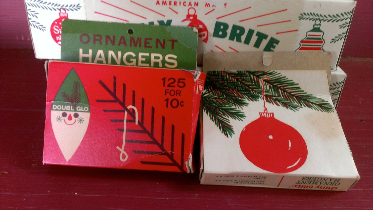 Vintage Antique Christmas Ornament Hooks 2 Original Boxes