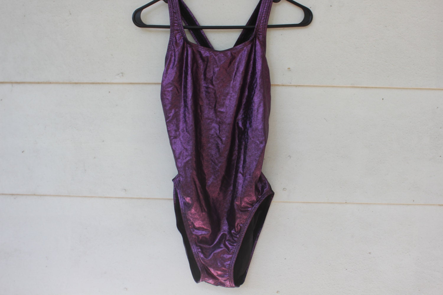 90s shiny purple holographic speedo one piece swimsuit