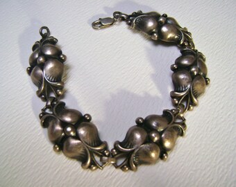 vintage sterling floral panel bracelet