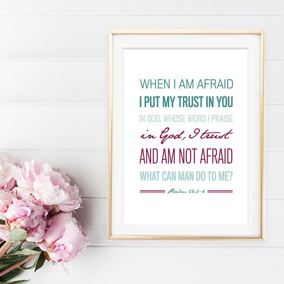 Psalm 56:3-4 Bible Verse Art Scripture by ThePaperMountainCo