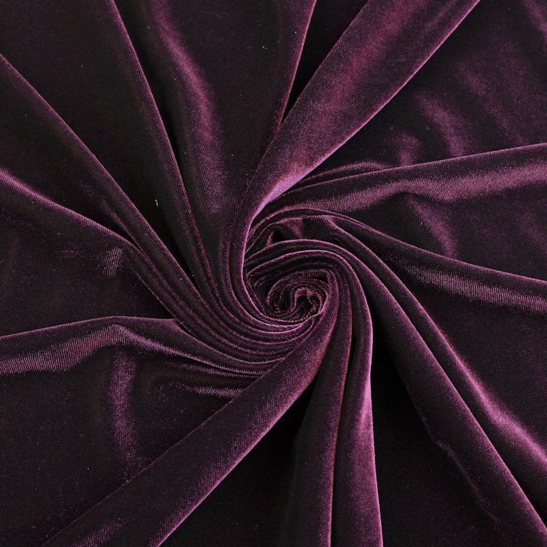 Eggplant Stretch Velvet Fabric by the yard or wholesale 1