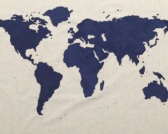 SALE.*. World Map Wall Tapestry in Navy