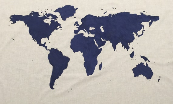 SALE World Map Wall Tapestry In Navy