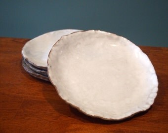 handmade dessert plate, sold seperately, handmade plates, rustic dishe, rustic plate, white handmade plate, handmade