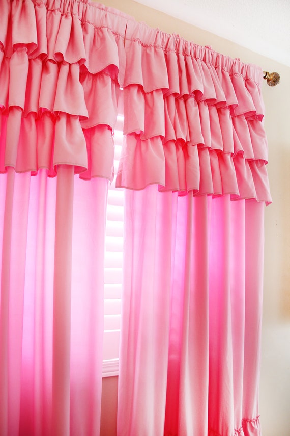 Bubble Gum Pink Ruffle Curtain Panel by LovelyDecor on Etsy