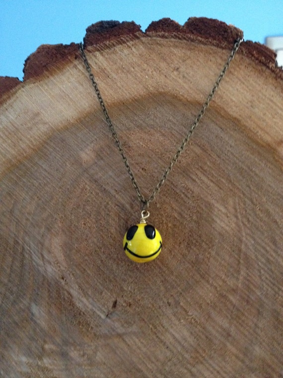 Smiley Face Necklace / happy face necklace / smiley jewelry