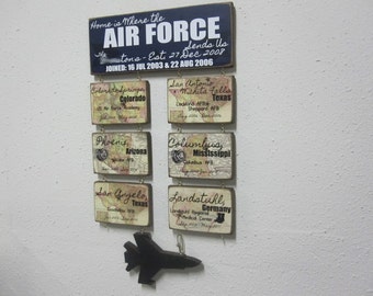 Air Force Sign - Medium - "Home is Where the Air Force sends us" Duty Stations - Military Gift - Military Sign - BornOnBonn