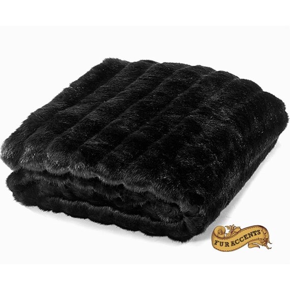 FUR ACCENTS Black Channel Mink Throw Blanket / by FurAccents