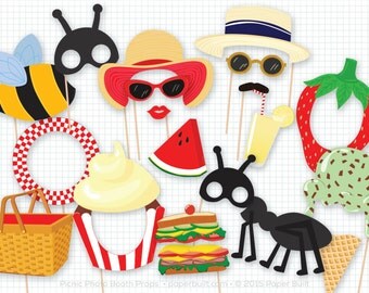 Picnic Party, Photo Booth Props, Photobooth Props, Picnic Basket, Summertime, Bumble Bee Ant, Picnic Birthday, Lemonade Watermelon Ice Cream