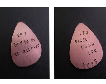Personalized Guitar Pick - Father's Day Gift, Metal Pick - 7th Anniversary Gift - Custom Gift for Him - Reversible Engraved Guitar Pick