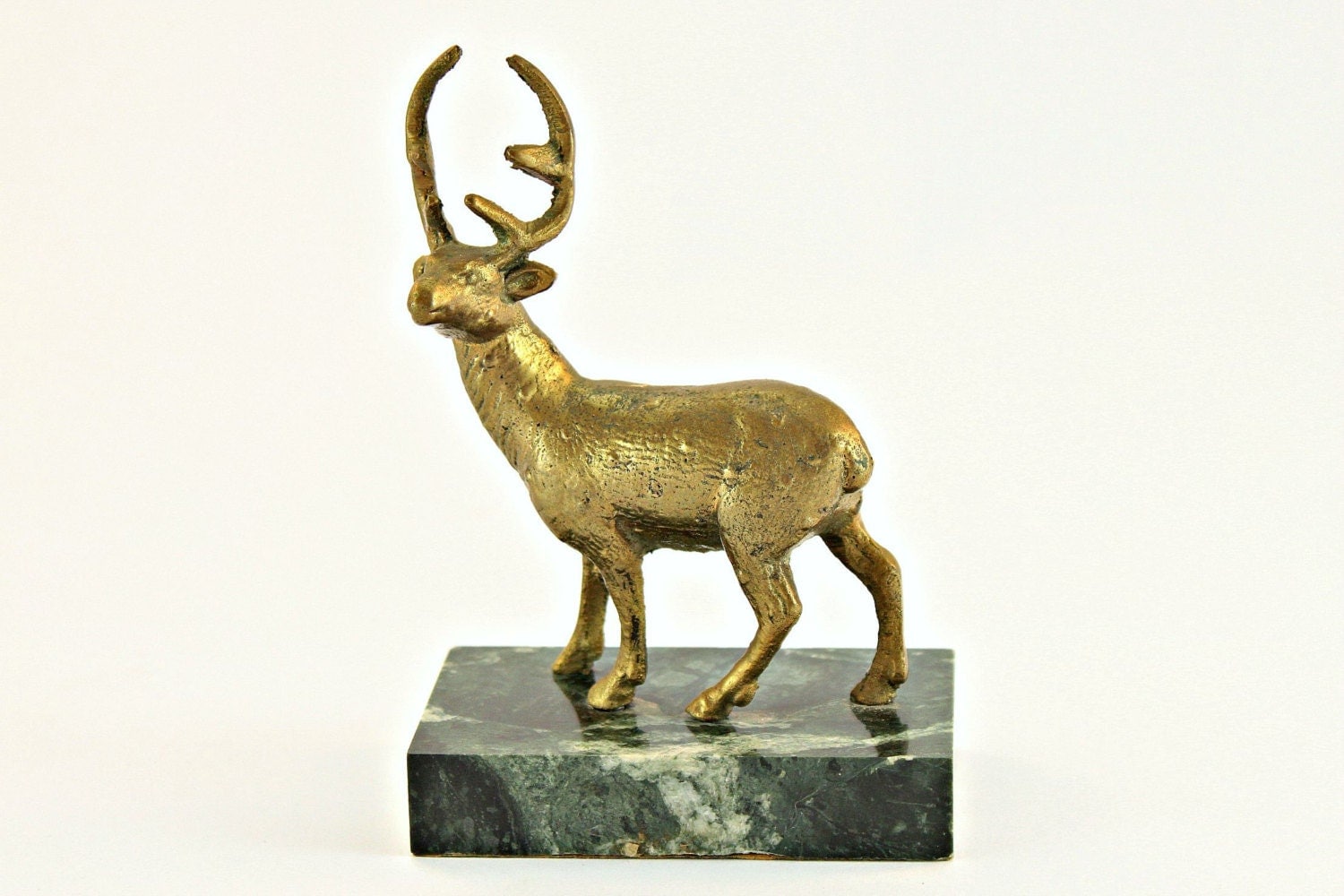 Brass Deer Small Brass Deer Brass Deer on Marble Base