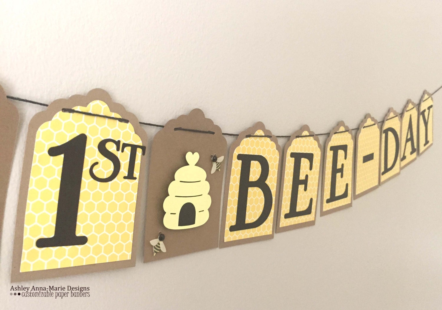 My First Bee Day Banner Birthday Bunting by AshleyAnnaMarie