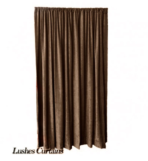 Solid Brown Velvet Curtain Panel 96 H Long Custom Flame