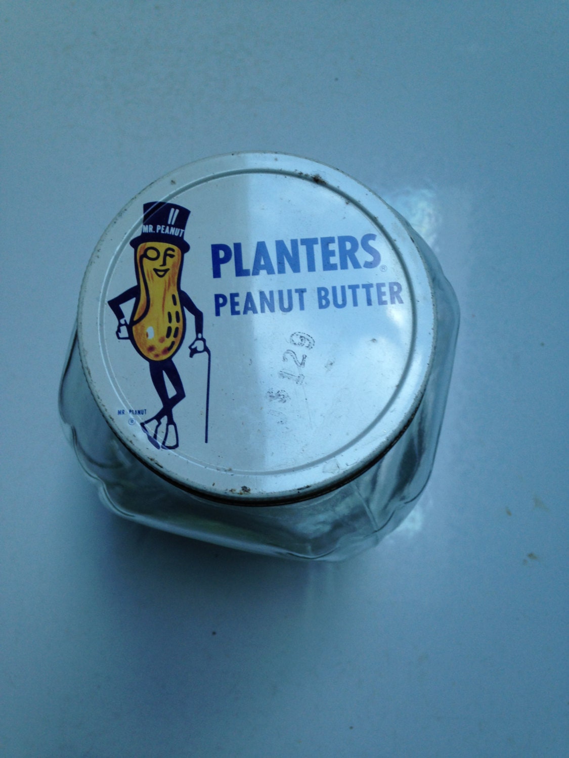 Vintage Glass Jar Planters Peanut Butter Jar Metal Lid Hazel