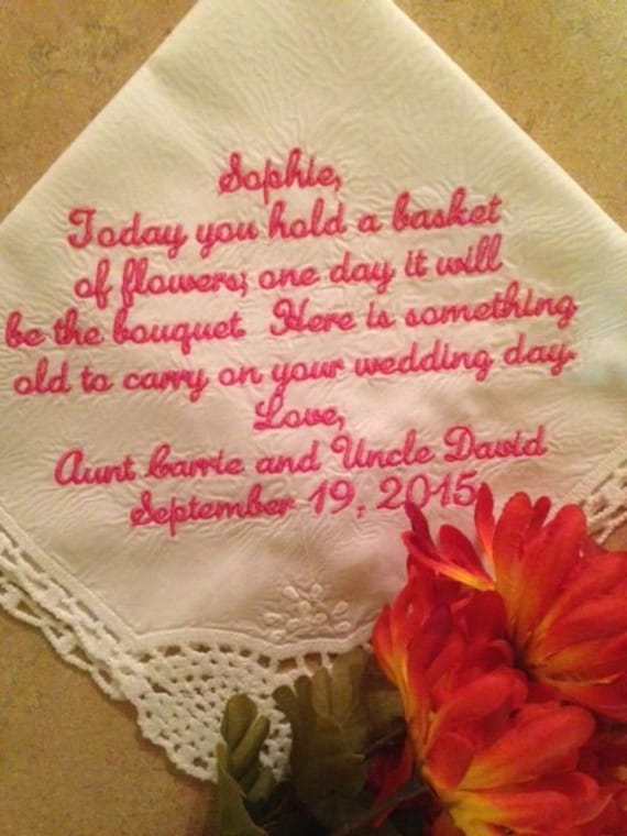 ... bride - weddings gift - hanky - Hankie for Flower Girl Wedding
