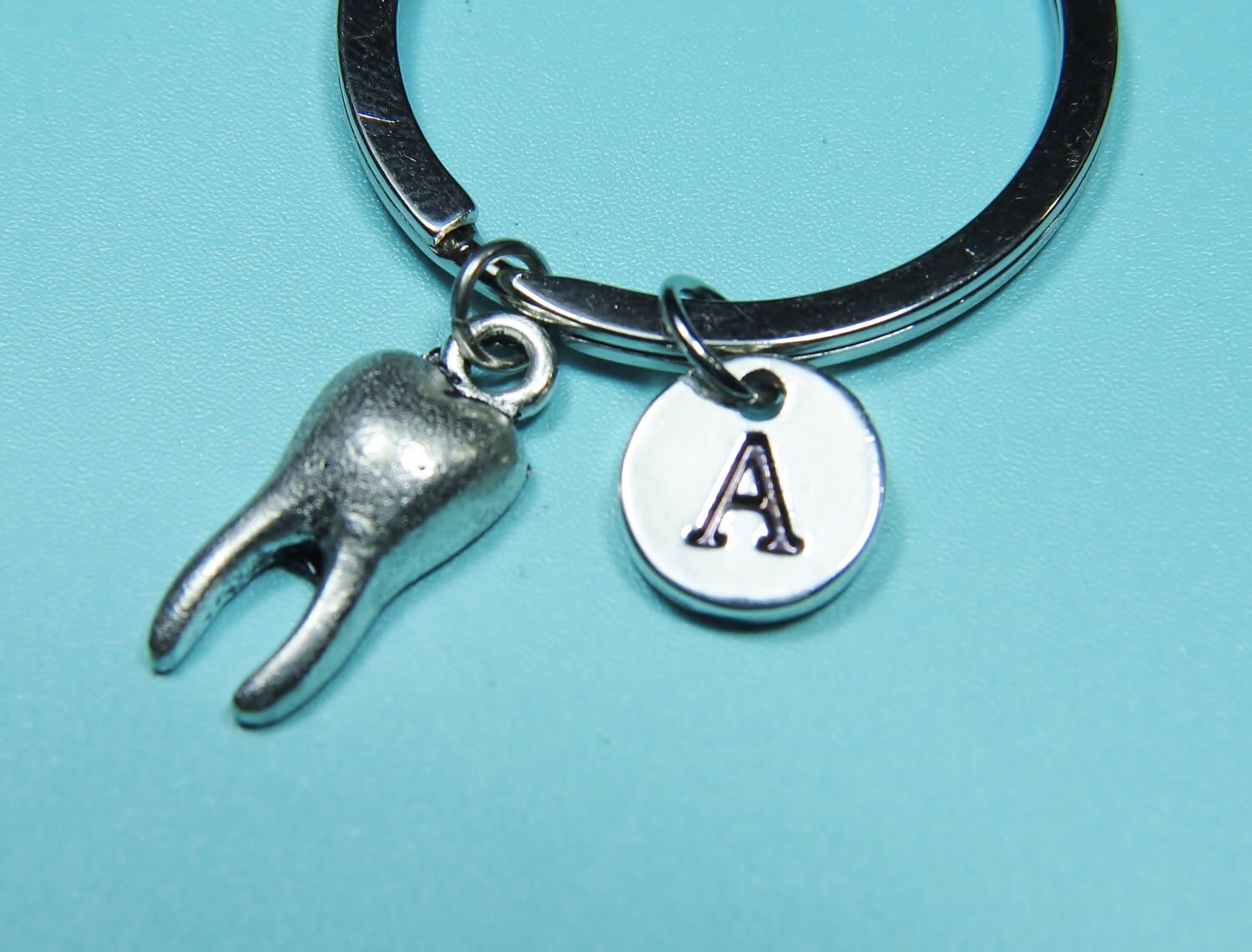 Tooth Keychain Dentist Charm Keychain Dentist by MiniaturebyNan