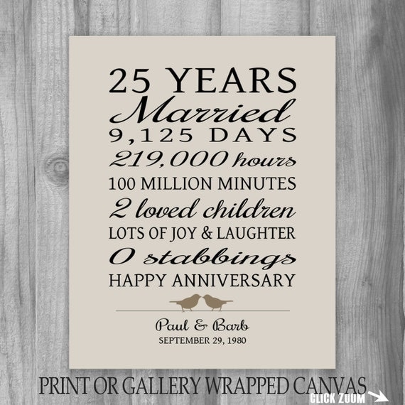 25 Year Anniversary Gift 25th Anniversary Art Print