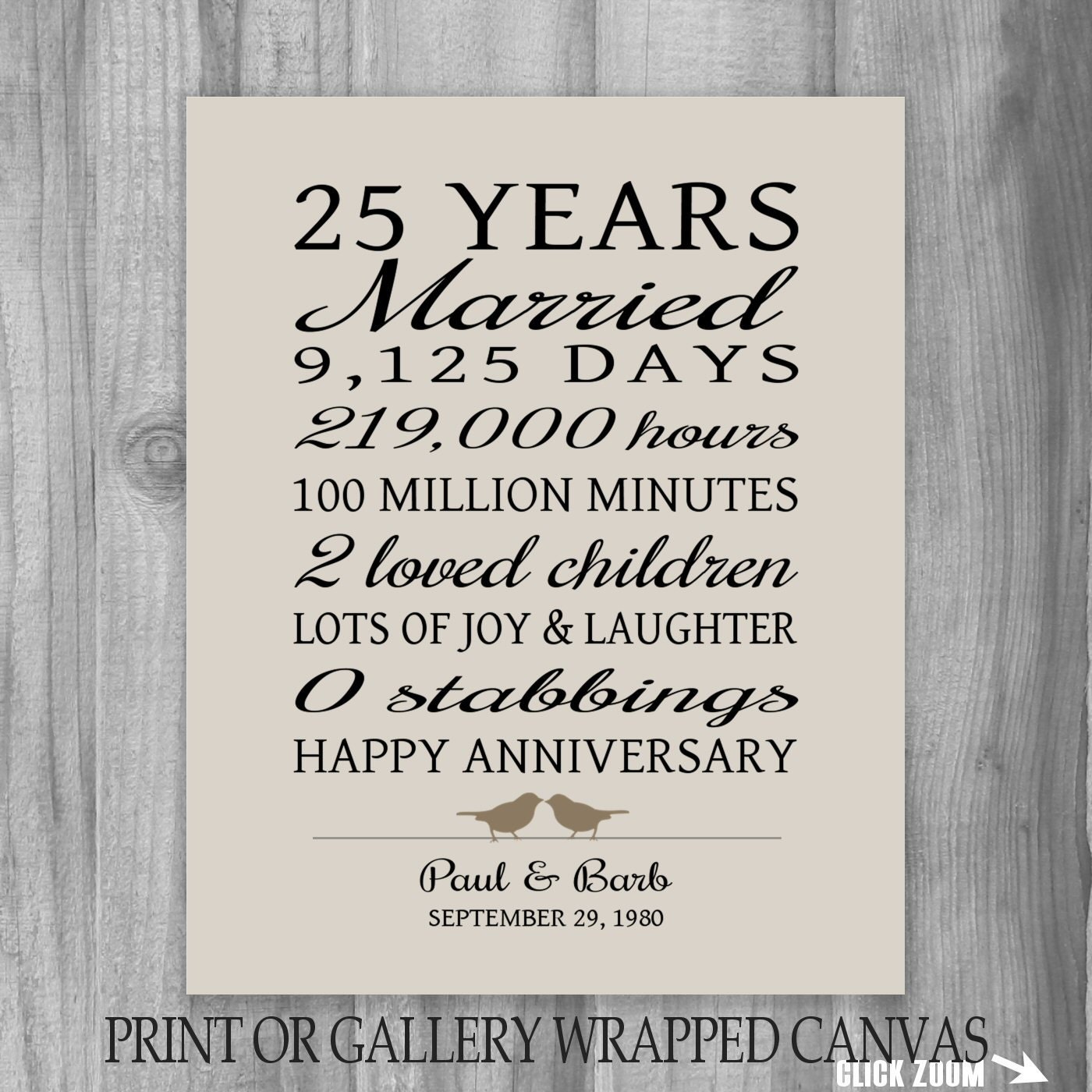 25th Anniversary Gifts For Wife
 25 Year Anniversary Gift 25th Anniversary Art Print
