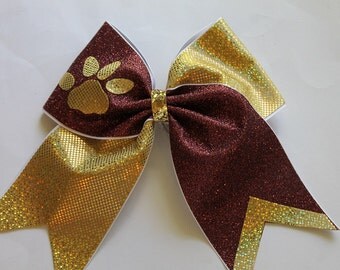 Cheer bow Gold and Burgundy