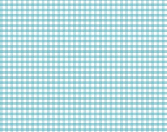 Aqua Blue Small (1/8 inch) Gingham Fabric by Riley Blake. Perfect for baby, nursery, quilts & more. 100% cotton c440-20