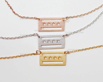 Gold Chicago flag necklace, Chicago Flag necklace, dainty chicago flag necklace, chicago souvenir, chicago love, remember chicago