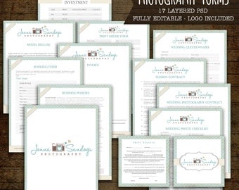 Cream and Blue Photography Forms and Contracts - camera logo included - INSTANT DOWNLOAD