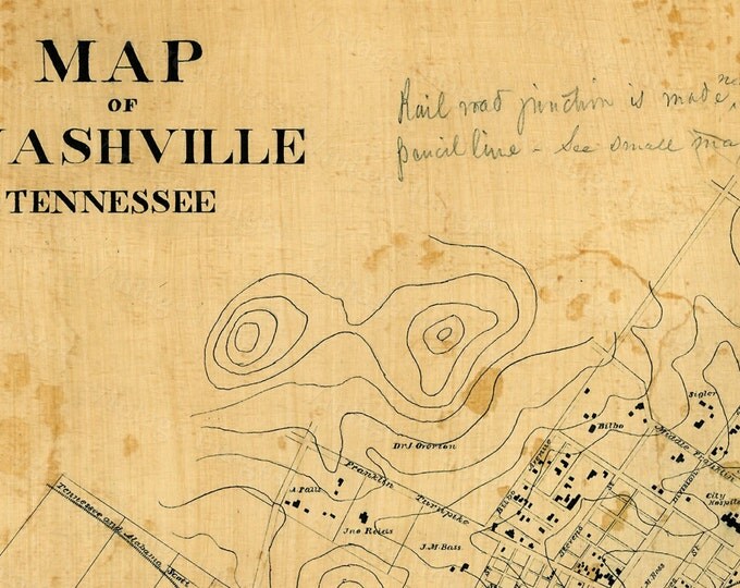 15 OFF coupon on Old Map of Nashville Tennessee 1860 restoration