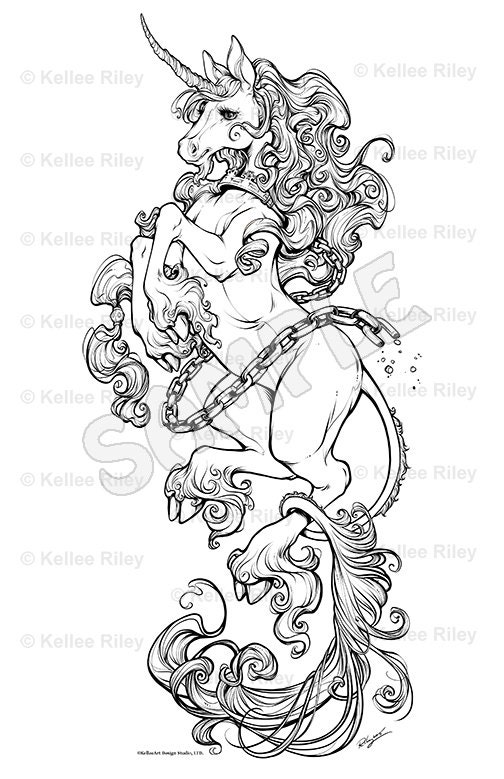 Unicorn Adult Coloring Pages by KelleeArt on Etsy