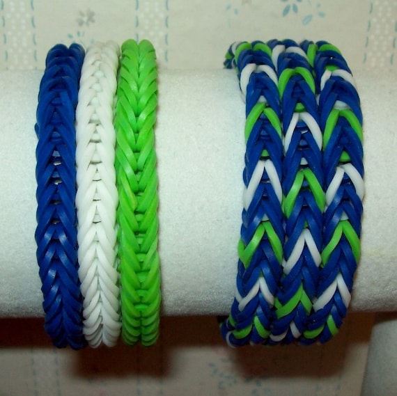 Rainbow Loom Rubber Band Bracelet Set Seahawks Colors Fancy