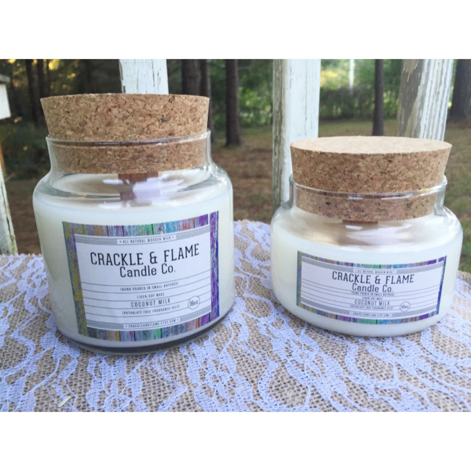 Coconut Milk Natural Soy Candle 10 oz Cork Top Wooden