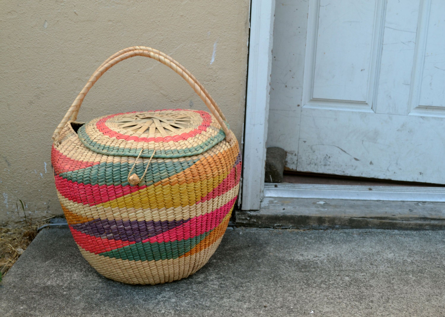 Brightly Colored Woven Mexican Basket Haute Juice