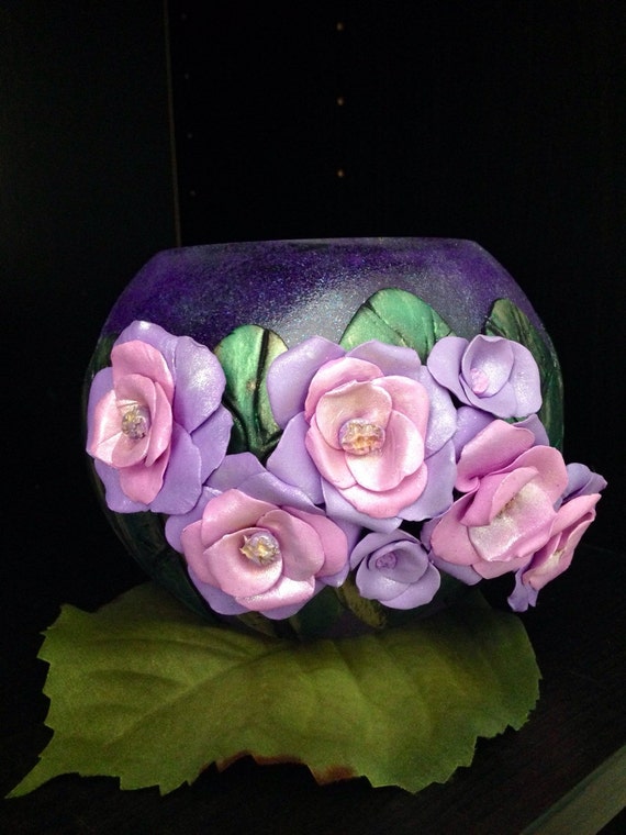Handmade Polymer Clay Vase Lavender Frost Flower
