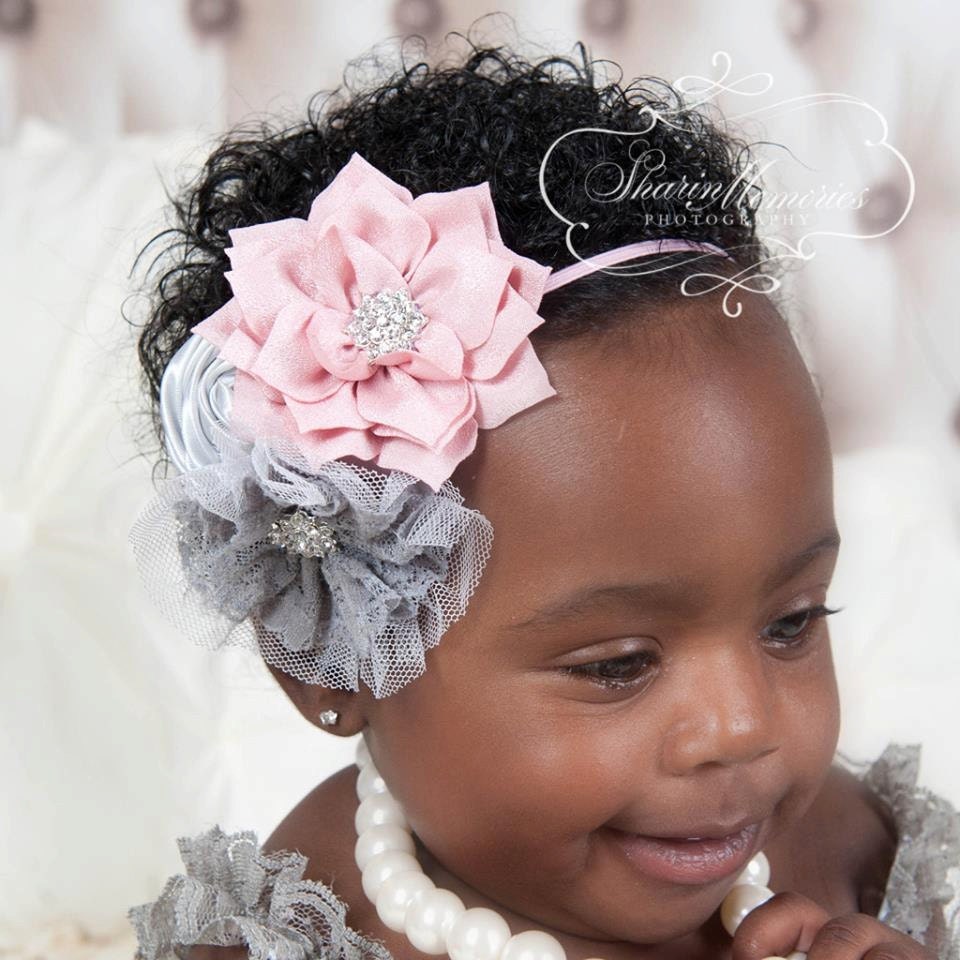 Dusty Rose & Silver Headband/Flower Girl Headband/Photo
