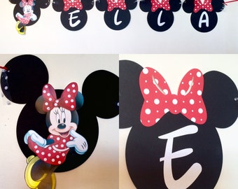 Minnie Mouse Banner,Minnie Mouse Name Banner, personalized name banner, Minnie Decorations, Minnie Mouse wall decor