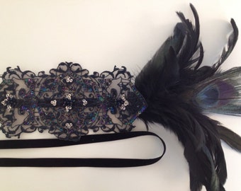 1920s Dress, Vintage 1920s dress headpiece, 1920s Flapper Dress Headpiece, Blue 1920s Dress, Flapper Dress Headpiece, 1920s Dress Headpiece