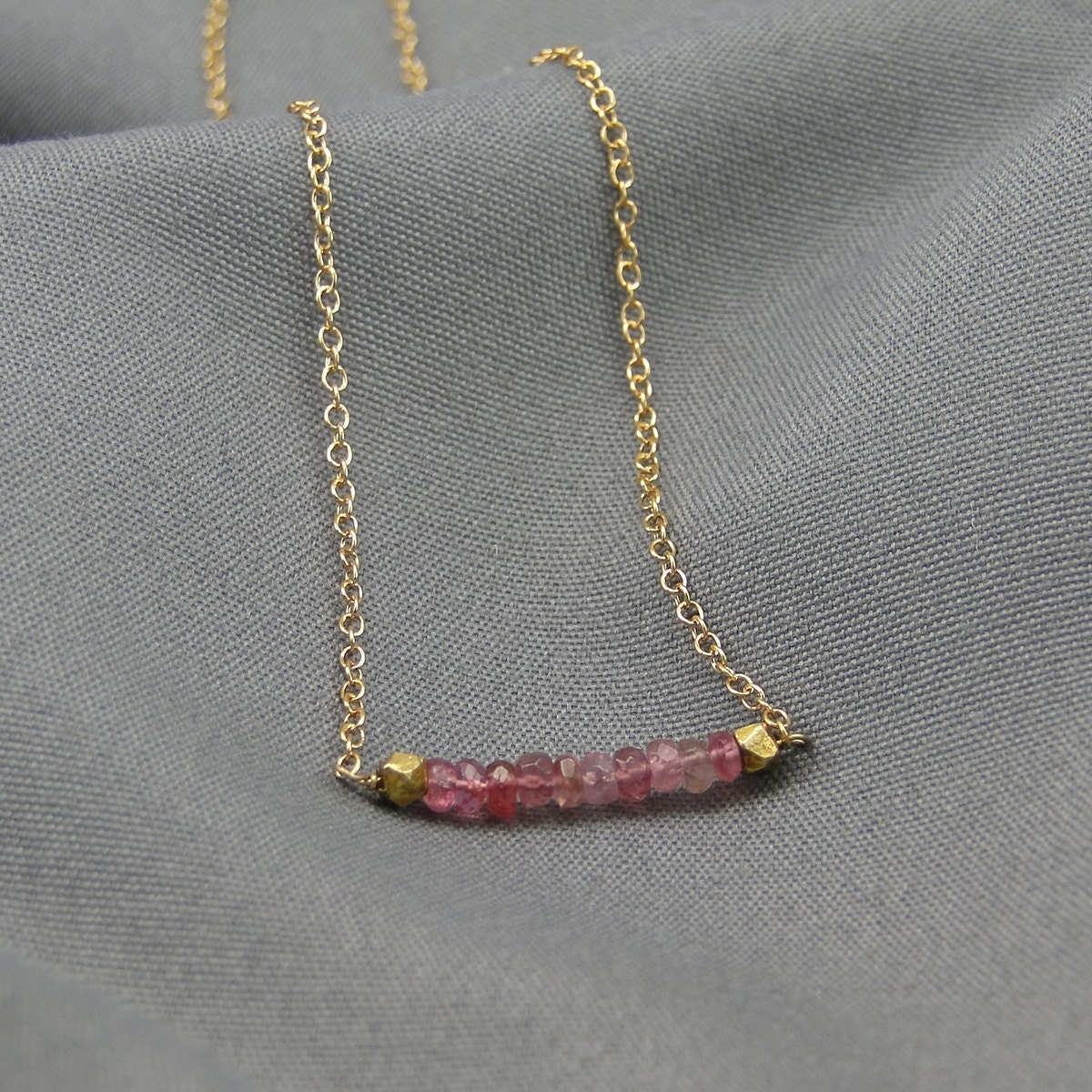 Gemstone Bar Necklaces Dainty 14k Gold Fill Necklace