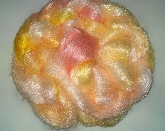 Firestar 1oz - Apricot Banana Cream - sparkling fiber for spinning felting blending - orange yellow green